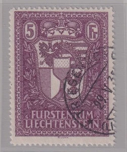 Liechtenstein 1935: Escudo 5Fr. Lila (N° 128) Usado L.648(360/s16) - Imagen 1 de 3