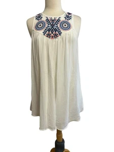 NWT Chelsea & Vicky White Sleeveless Dress Embroidered Sequins Lined Sz S - Picture 1 of 10