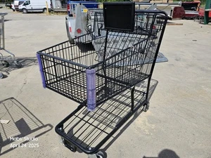 Medium Size Shopping Cart With Wire Baskets Powder Coated Black Shop Cart Used - Picture 1 of 5