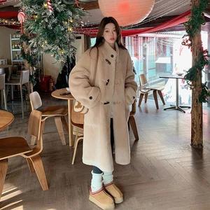 Corner Buckle, Stand-up Collar, Imitation Mink Fur Long Coat for Women, New 2025 - Picture 1 of 21