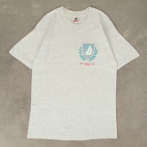 Fruit Of The Loom Vintage 90s Willow Lake Graphic T-Shirt L Womens Grey - Picture 1 of 6