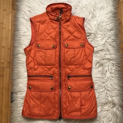 Vintage Ralph Lauren Sport Burnt Orange Utility Zip Up Down Puffer Vest size S - Image 1 of 4