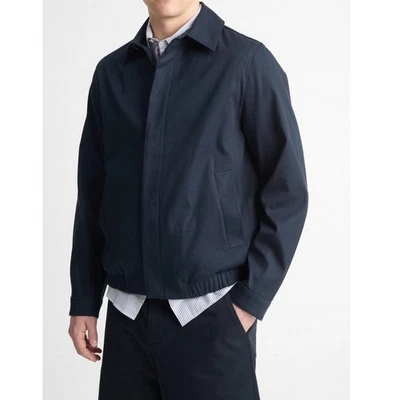 Chaqueta de bombardero Vince para hombre azul marino mediana cremallera completa acanalada informal bolsillo utilitario Foto 1 de 4