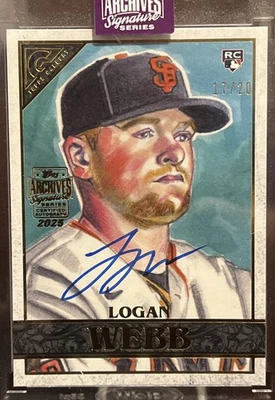 2025 Topps Archives Logan Webb Rookie RC Auto #/20 2020 Topps Gallery GIANTS SP - Image 1 of 2