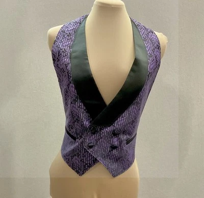Vintage Purple and Black Paisley Striped Tuxedo Half Vest Men's Medium - Image 1 of 4