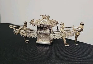Insolita antica sedia berlina cinese argento miniatura 42 g filigrana dettaglio drago - Foto 1 di 24