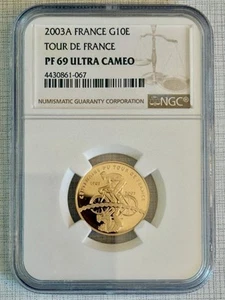 France 2003 Tour De France 10 Euro Gold NGC PF69 ULTRA CAMEO SKU# 1840 - Picture 1 of 2