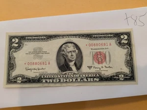 1963 Red Seal 2 dollar Star Note Crisp Clean T85 - Picture 1 of 6
