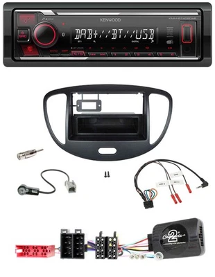 Kenwood Lenkrad Bluetooth USB DAB Autoradio für Hyundai i10 ISO 2009-2013 schwar - Bild 1 von 4