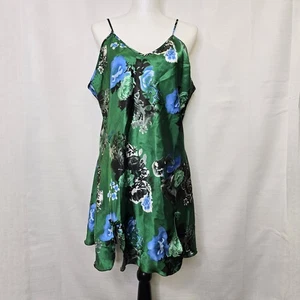 Bay 6 New York Minikleid Schlupf Nachthemd kurz grün blau Blumen Schleifen Größe Large - Bild 1 von 11