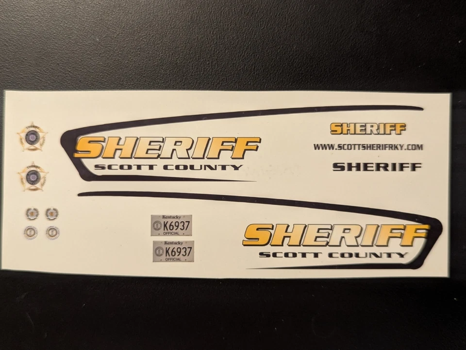 1/24 Scott County Sheriff Dept KY Waterslide Decal for Gold Dodge Charger (OLD) - Image 1 of 1