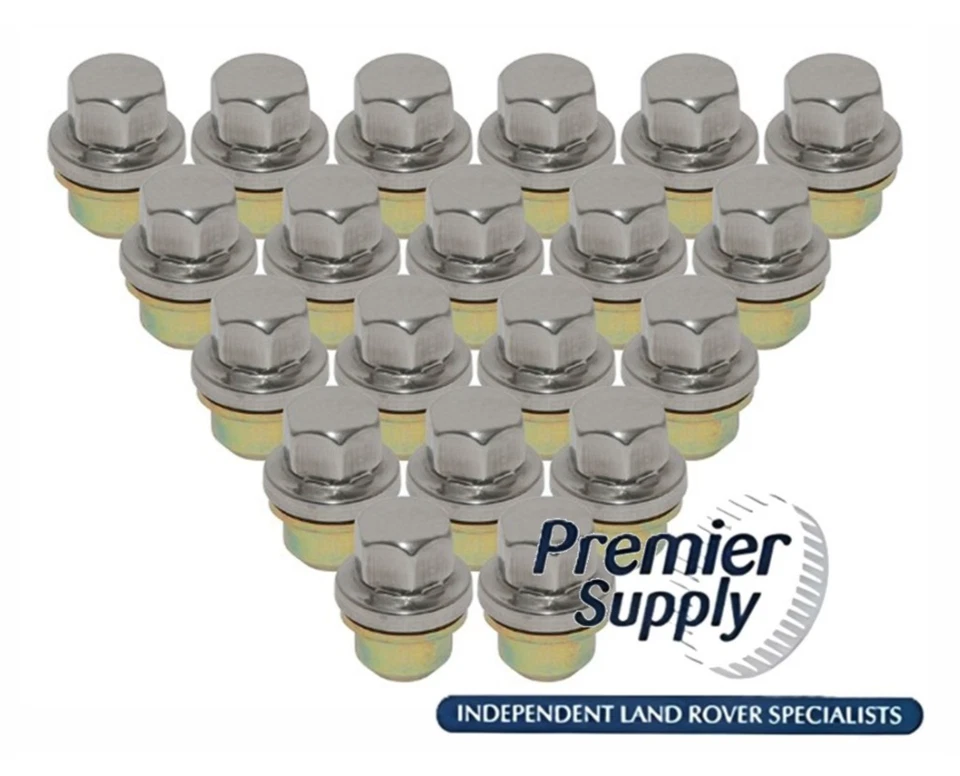 20 DADI CERCHI IN LEGA CON TAPPO ACCIAIO INOX 27mm LAND ROVER DEFENDER RRD500560 - Immagine 1 di 1