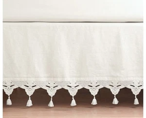 Pottery Barn Kids BOHO Crib Skirt white/Ivory 100% cotton NEW Crochet Style Trim - Picture 1 of 5