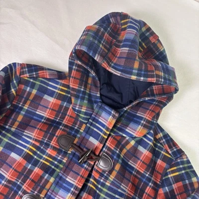 Time And Tru Plus Size Toggle Coat Women's 3X Wool Texture Rainbow Plaid Hooded - Image 1 of 4