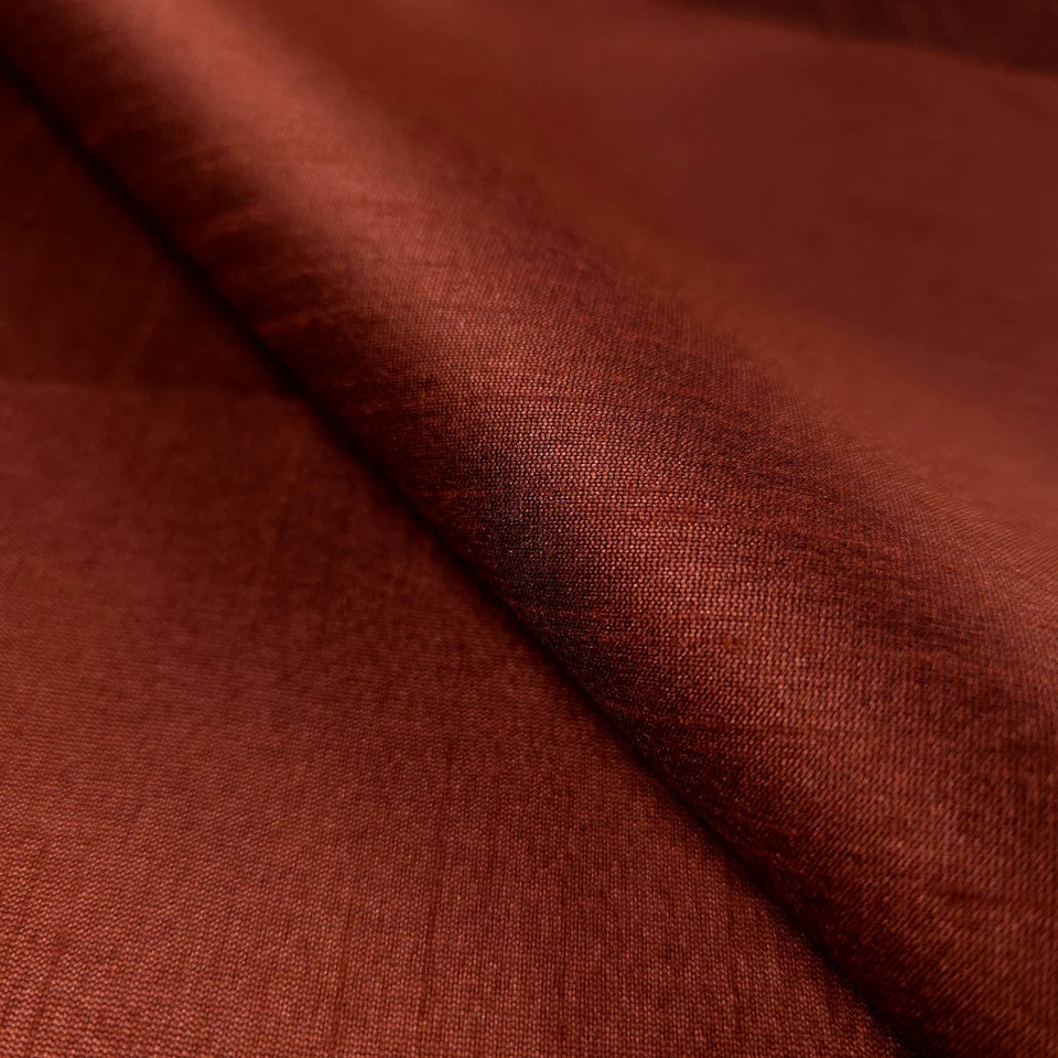 COPPER PENNY FAUX SILK POLY DUPIONI FABRIC 58" BY THE YARD COPPER BRICK BATINA - Image 1 of 4