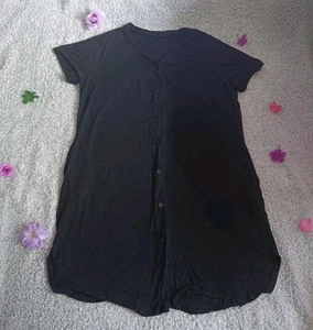 Women's Maternity/Nursing Cotton Dress/Night dress Buttons Black  - Picture 1 of 6