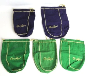 Lot of 5 Crown Royal Draw String Bags One 1.75L 2-Large Purple and 3 Green 750ml - Picture 1 of 6