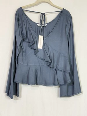 NUEVA Blusa Cupcake y Cachemira Para Mujer XS Azul Clemente Volantes Mangas Largas Campana Foto 1 de 4