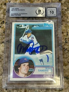 RYNE SANDBERG CHICAGO CUBS BASEBALL HOF 1983 TOPPS ROOKIE BAS 10 AUTO SIGNED COA - Picture 1 of 4