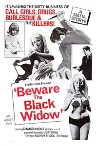 BEWARE OF THE BLACK WIDOW Movie Poster Exploitation Burlesque XXX Sex - Picture 1 of 1