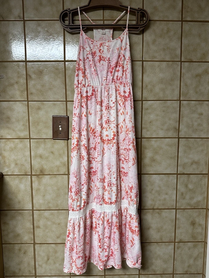 Maxi Vestido Mossimo Para Mujer de Encaje Floral, Vacationcore Cottagecore Verano, Talla Lg Foto 1 de 4