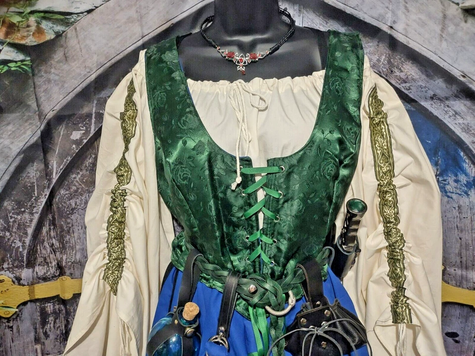 Двусторонний основной лиф с обвалкой, средневековый RenFaire sz6-28, может выбрать парчи - Изображение 1 из 4