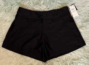 Island Escape Swim Shorts Size 8 Black Solid Built In Briefs Womens NEW - Picture 1 of 5