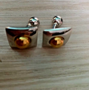 VINTAGE PIERRE CARDIN ROUND GOLD & SILVER SQUARE CUFFLINKS elegant - Picture 1 of 6