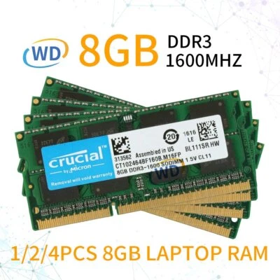 Crucial 32GB 16GB 8GB PC3-12800S DDR3 1600MHz SODIMM 204Pin Laptop Memory RAM UK - Image 1 of 4