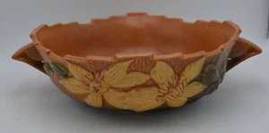 Roseville Pottery Clematis Floral Console Bowl #457-8 - Picture 1 of 12
