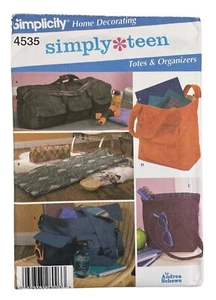 Simplicity Pattern 4535 Simply Teen Tragetaschen & Organizer komplett ungeschnitten NEU - Bild 1 von 3