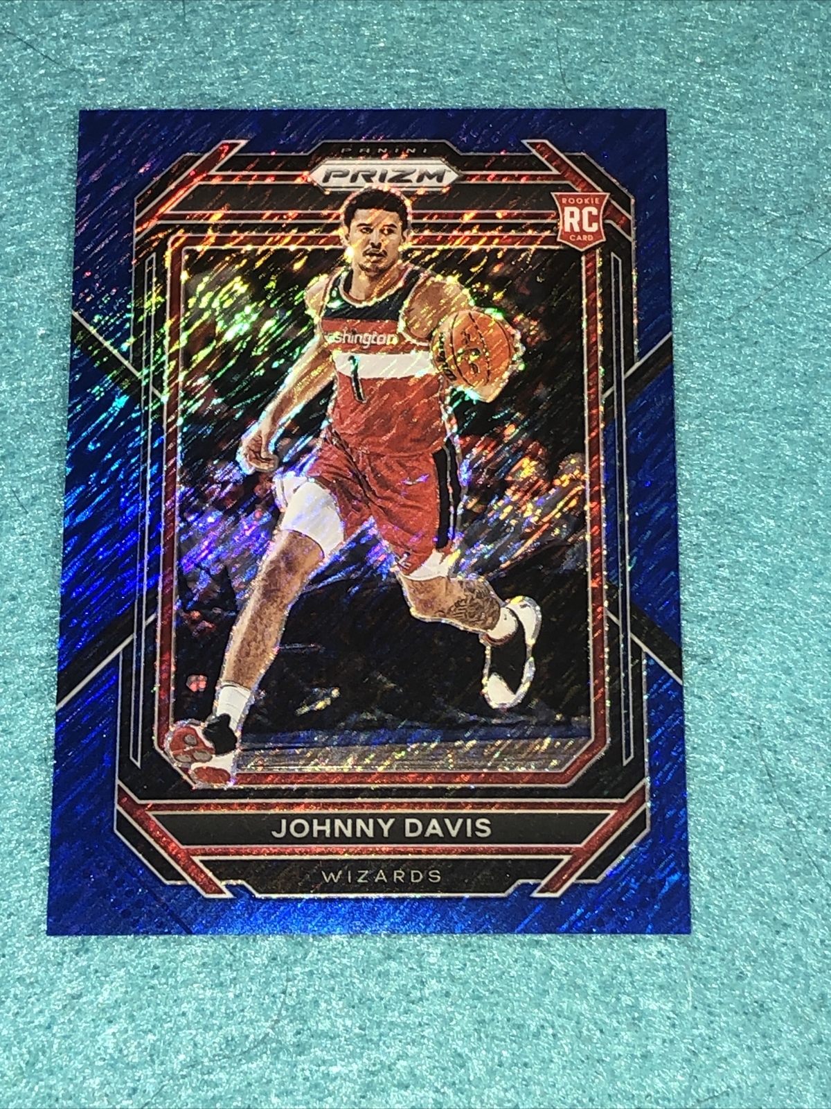 2022-23 Panini Blue Shimmer Prizm 231 Johnny Davis Wizards RC Rookie /35
