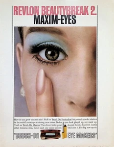 VINTAGE 1960s Print Ad ~ Revlon Beautybreak 2 ~ Brush-On Eye Makers - Picture 1 of 1