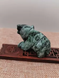 Certified black green100% natural jade jadeite bear statue pendant熊10676 : - Picture 1 of 7