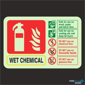 Letrero de identificación del extintor de incendios químico húmedo fotoluminiscente - Imagen 1 de 1