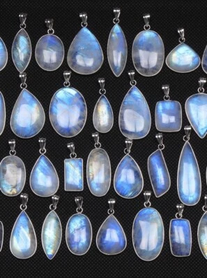 Ciondolo in argento 925 con pietra di luna naturale 1 pezzo con catena per la... - Immagine 1 di 4