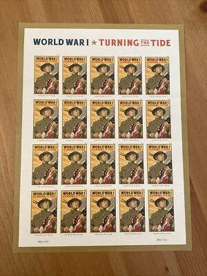 2018 Sheet Page of 20 First Class Forever Stamps World War 1 Turning The Tide - Image 1 of 3