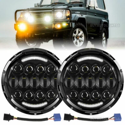 2PCS 7" LED Headlight HI/LO/DRL For Chevy C10 C20 C30 Pickup Suburban  Jeep JK - image 1 of 4