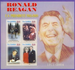Gambia-RONALD WILSON REAGAN sheet of 4 stamps MNH - Picture 1 of 1