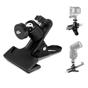 Spring Clamp Clip Ball Head Camera Mount Holder 1/4" Tripod Light Stand Flash UK - Picture 1 of 11