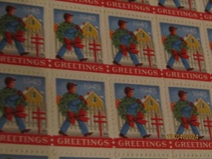 1945 Tuberculosis Christmas Greetings Seal Stamps Full Sheet Unused Mint - Picture 1 of 2
