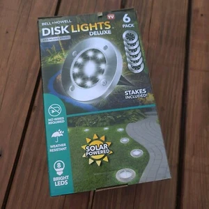 Bell + Howell LED Solar Outdoor Disk Lights Stainless Steel #2086PXC - Set Of 6 - Picture 1 of 4