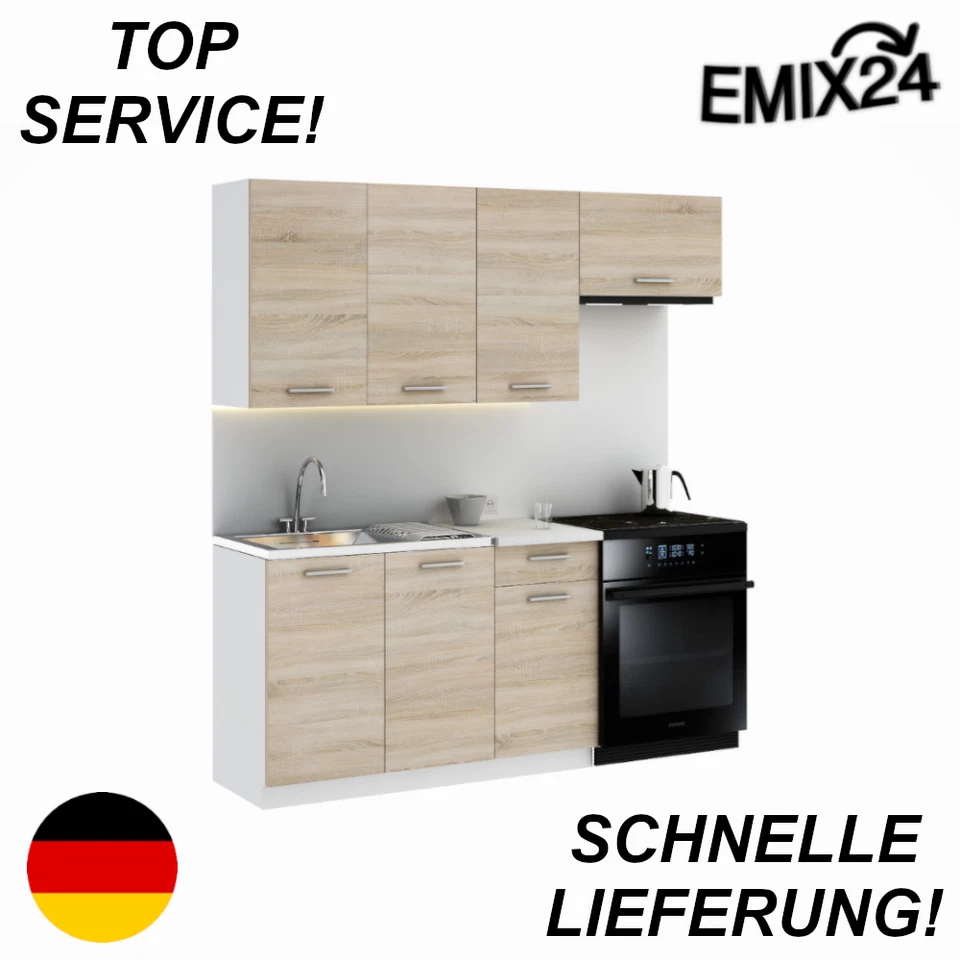 Küchenzeile Beige Komplett Küchenblock Einbauküche Schrank Set verstellbare Füße - Bild 1 von 4