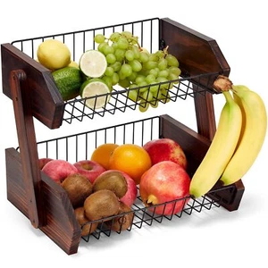 Fruit Basket for Kitchen 2 Tier Fruit BowlKitchen Counter Organizer Fruit Sta... - Picture 1 of 7