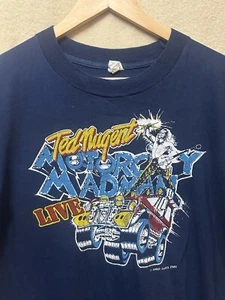 T-shirt concerto vintage anni 80 1980 Ted Nugent Motor City Madman concerto band marina - Foto 1 di 5