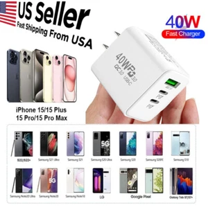 40W Fast Dual Ports USB Type-C PD Wall Charger Power Adapter For Samsung Tab A9+ - Picture 1 of 35