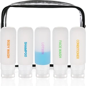 Travel Bottles for Toiletries 5 Pack 3Oz Auto-Rebound Tsa Approved Travel Size - Picture 1 of 12