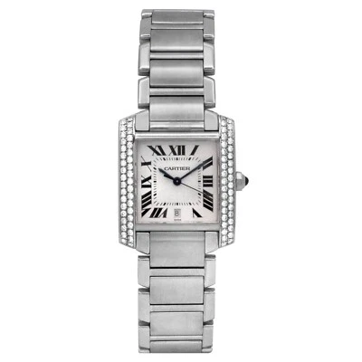 Reloj Cartier Tank Française 2302 automático 28 m personalizado bisel de 1,40 quilates esfera blanca SS Foto 1 de 4