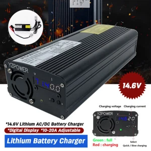 Lithium AC/DC 10A/20A 14.6V Battery Charger For 12V Lithium Iron LiFePO4 Batter - Picture 1 of 15