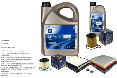 GM, SCT-GERMANY SCT Germany Inspektionspaket 6 L GM Motoröl dexos2 5W-30 für Opel Astra J